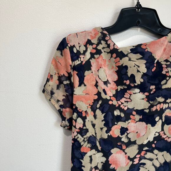 212 Collection Floral Faux Wrap Y2K Mesh Top Size M Short Sleeve Blouse - Picture 5 of 7